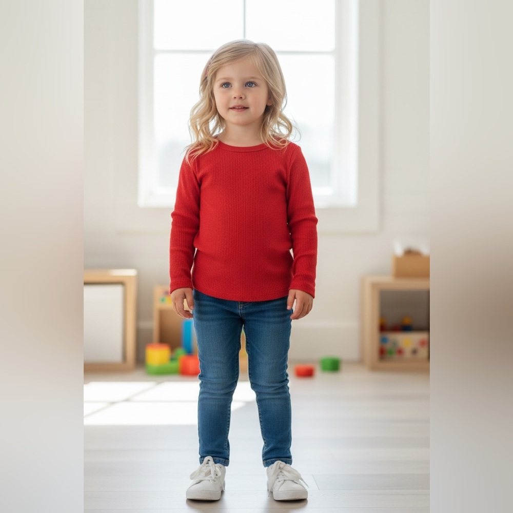Old Navy Vibrant Red Kids Long Sleeve Tee